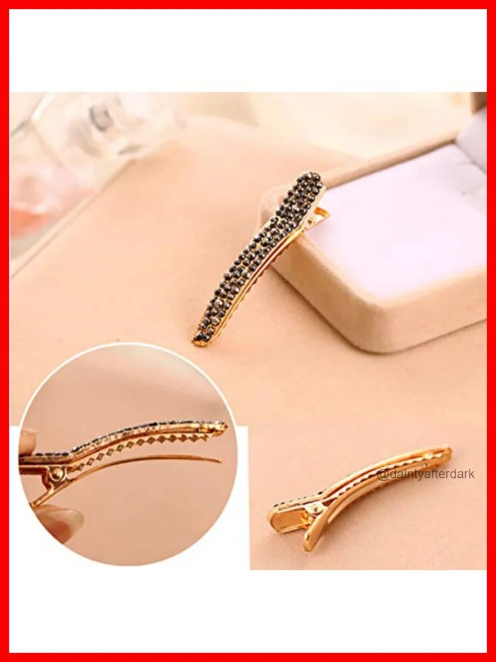 12 Rhinestone Alligator Hair Clips Duckbill Hairpins Alloy